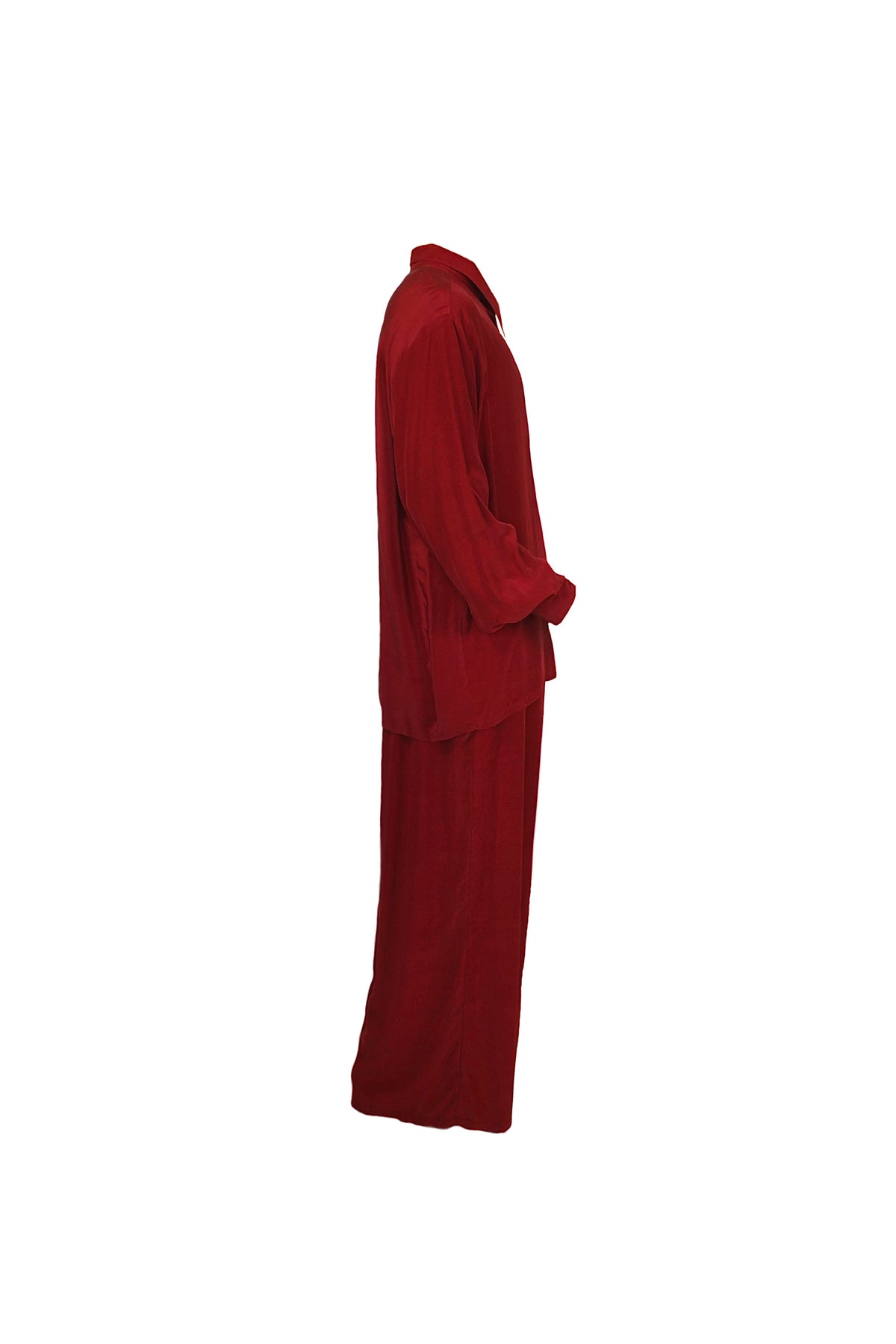 Upcycled Silk Set in Deep Crimson Red