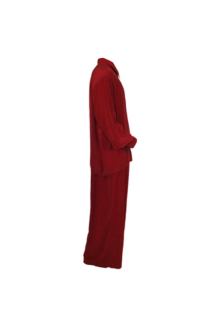 Upcycled Silk Set in Deep Crimson Red