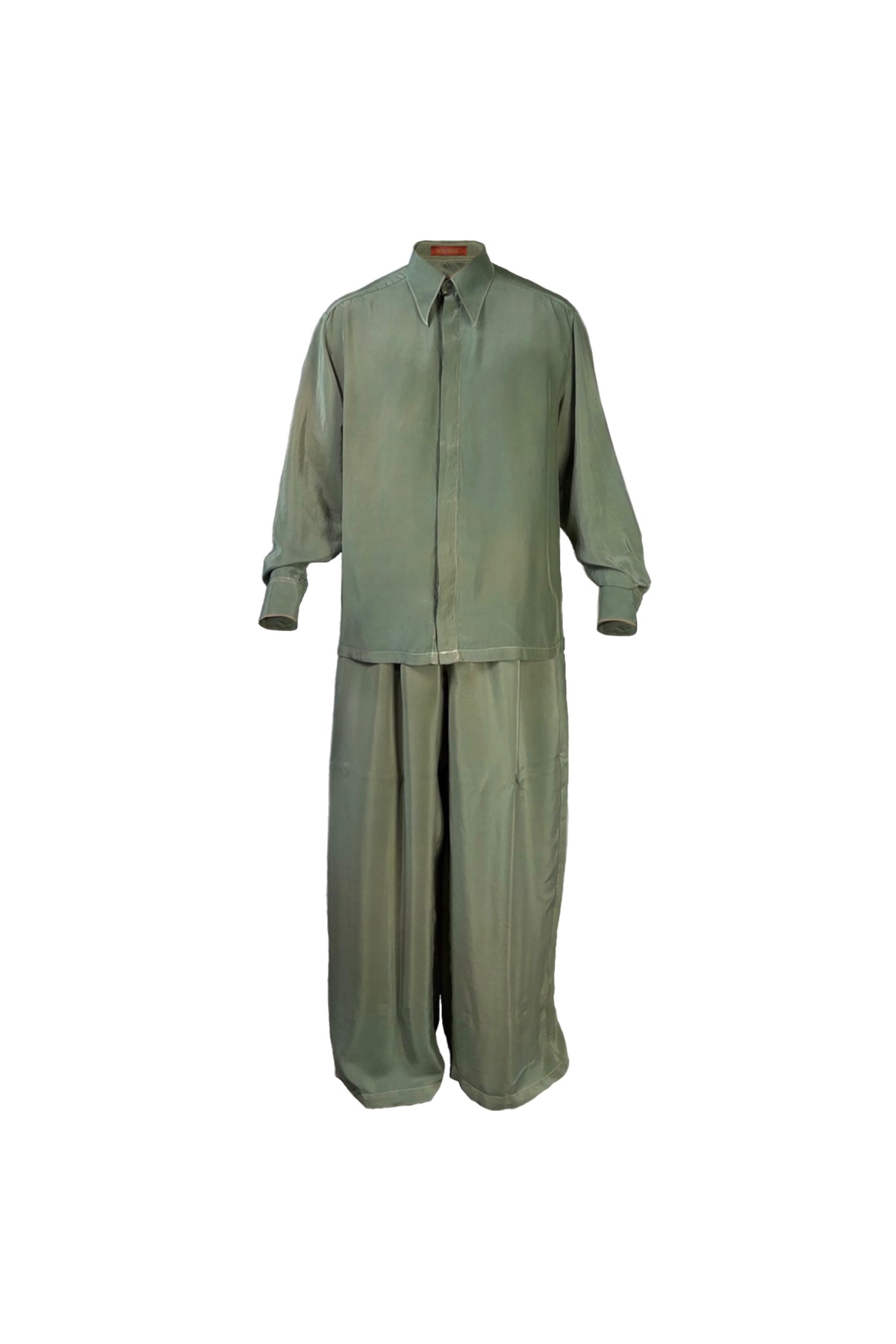 Silk Charmeuse Set in Olive Sage