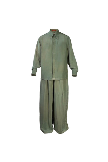 Silk Charmeuse Set in Olive Sage