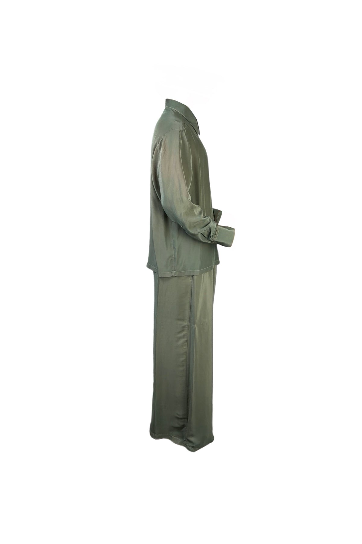 Silk Charmeuse Set in Olive Sage