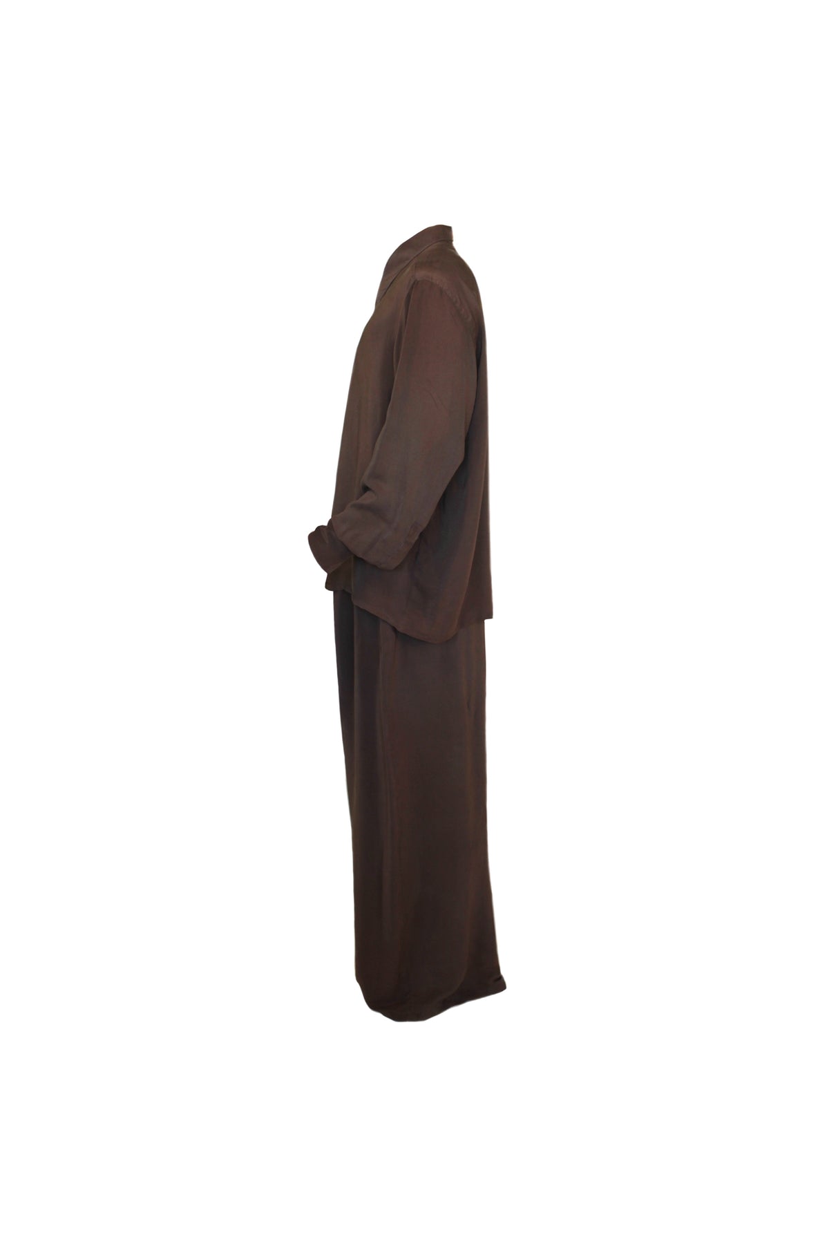 Silk Charmeuse Set in Deep Brown Stone