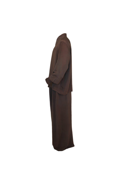 Silk Charmeuse Set in Deep Brown Stone