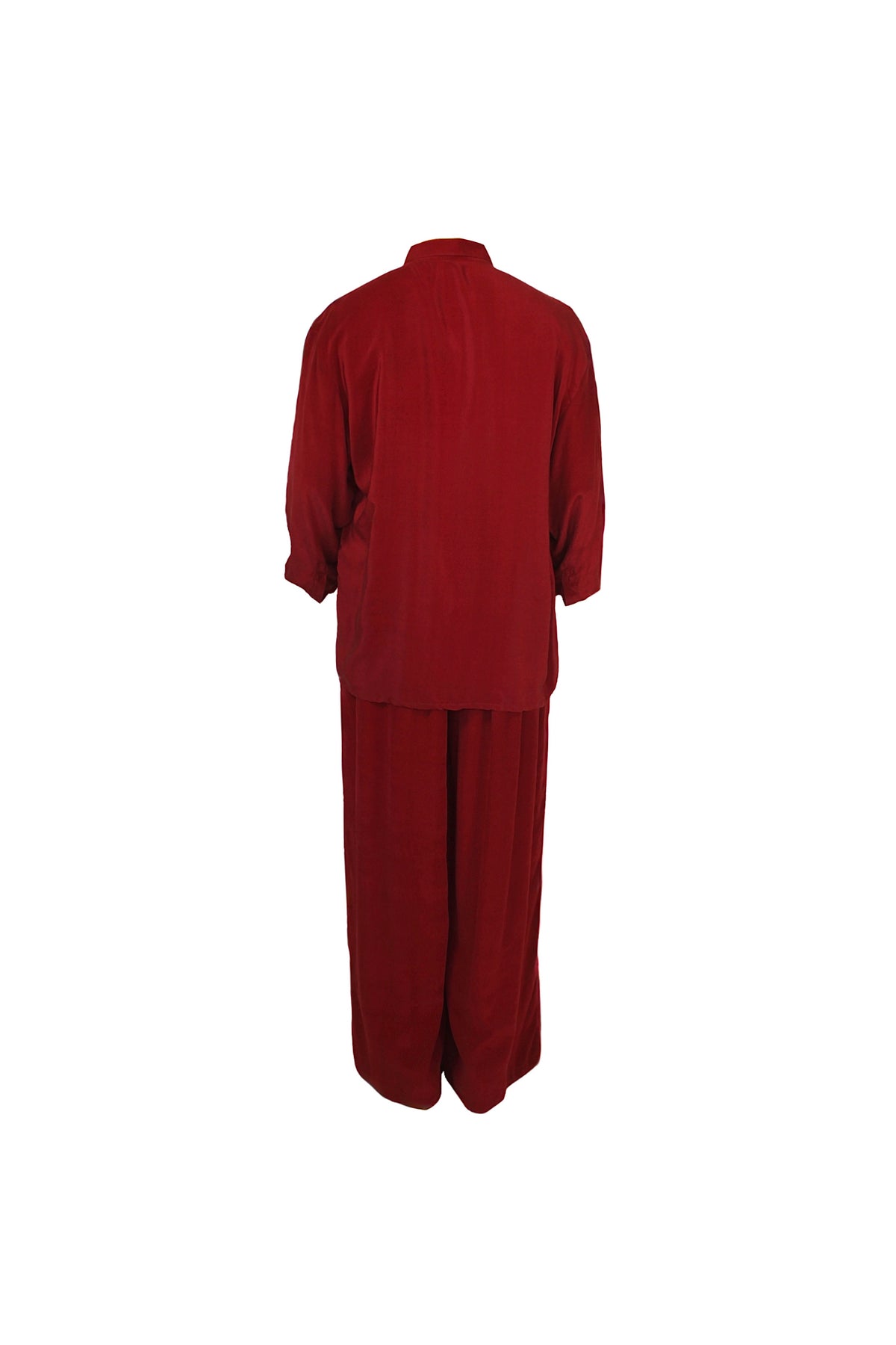 Upcycled Silk Set in Deep Crimson Red
