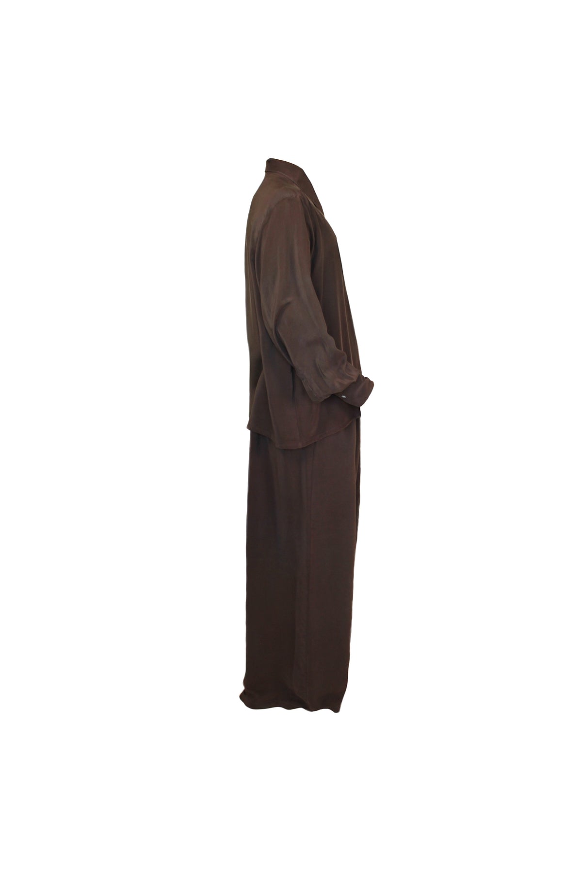Silk Charmeuse Set in Deep Brown Stone