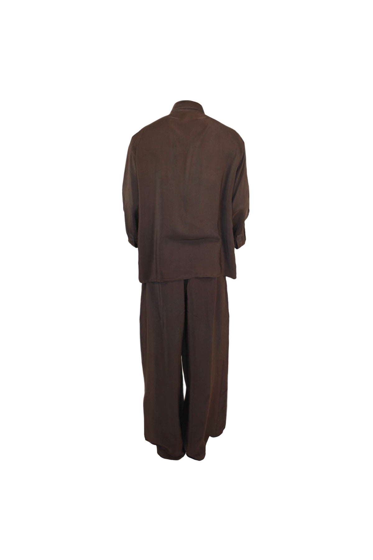 Silk Charmeuse Set in Deep Brown Stone