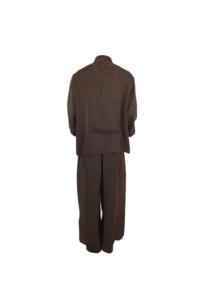 Silk Charmeuse Set in Deep Brown Stone