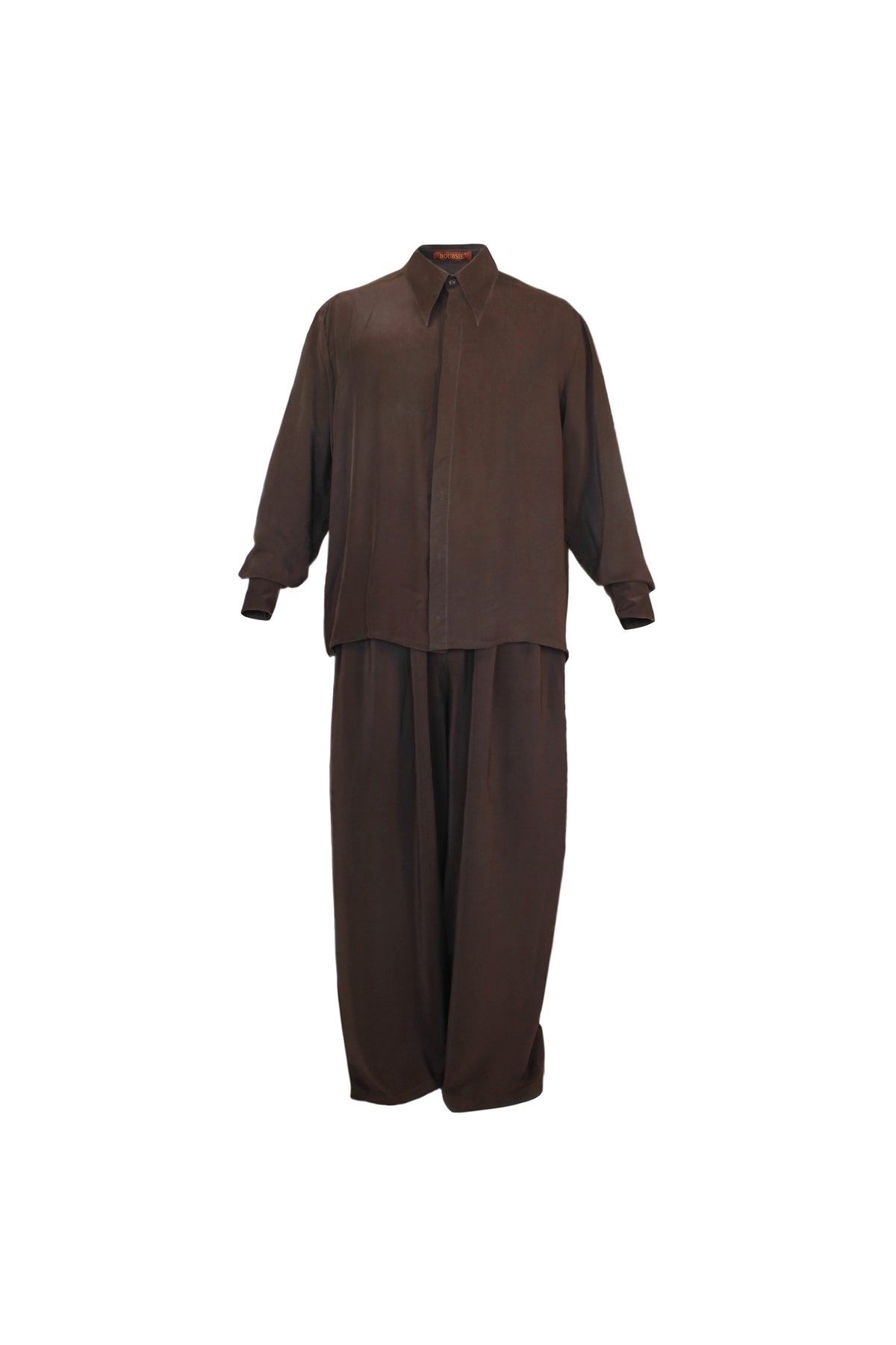 Silk Charmeuse Set in Deep Brown Stone