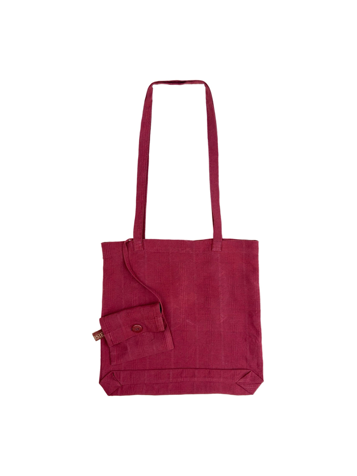 Red Plaid Jacquard Reusable Silk Tote