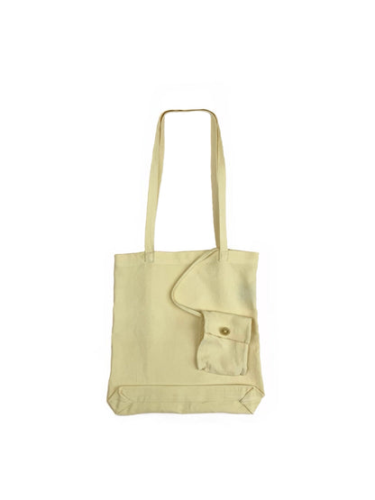 Vintage Yellow Herringbone Reusable Silk Tote