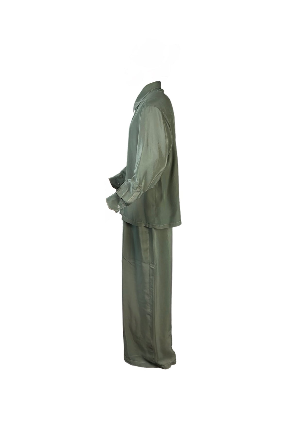 Silk Charmeuse Set in Olive Sage