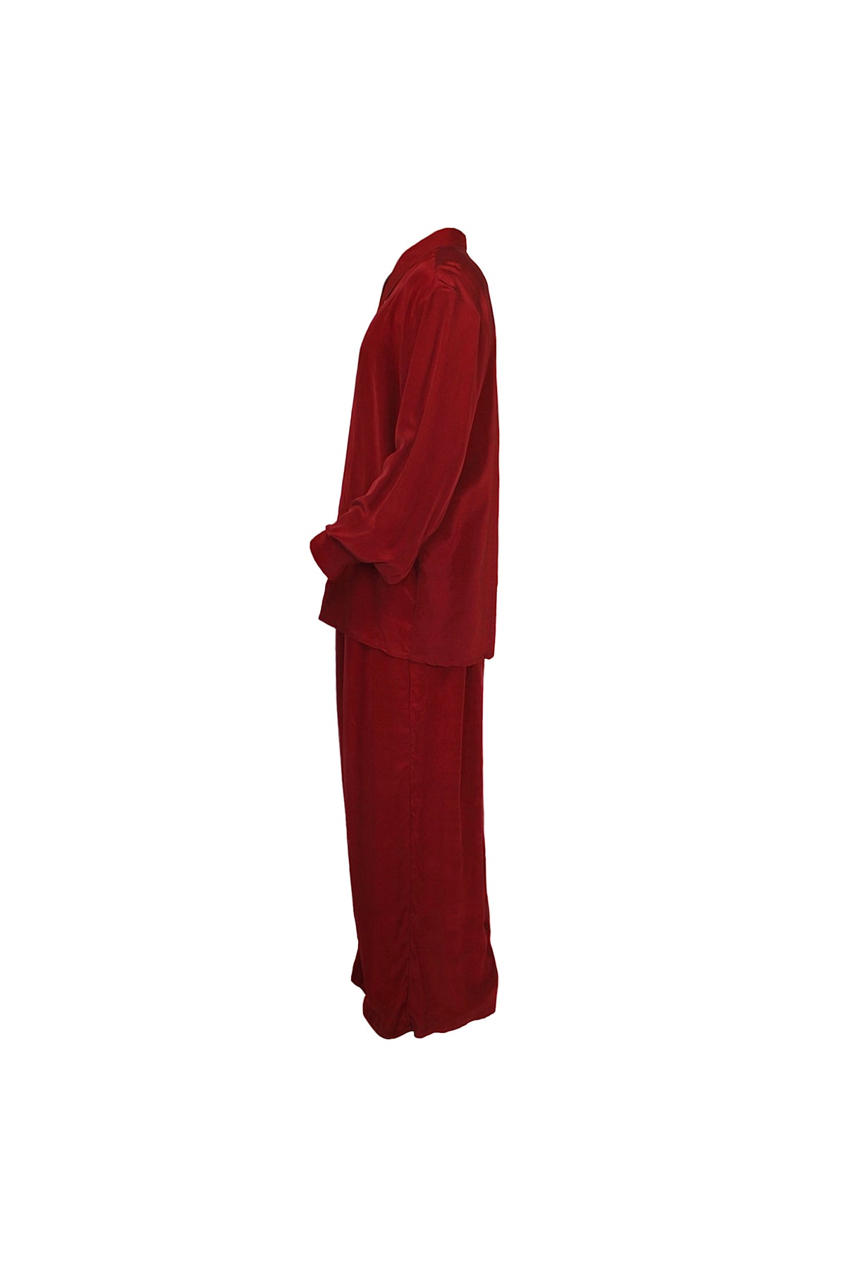 Upcycled Silk Set in Deep Crimson Red