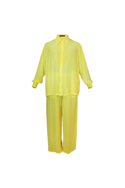 Silk Charmeuse Set in Electric Yellow