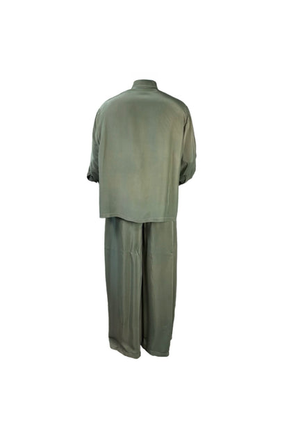 Silk Charmeuse Set in Olive Sage